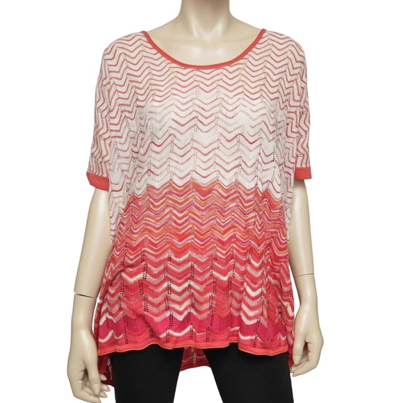BCBG Max Azria Silk Blend Chevron Poncho Knit Sweater Top Pink S Nwt $198 - Picture 1 of 9